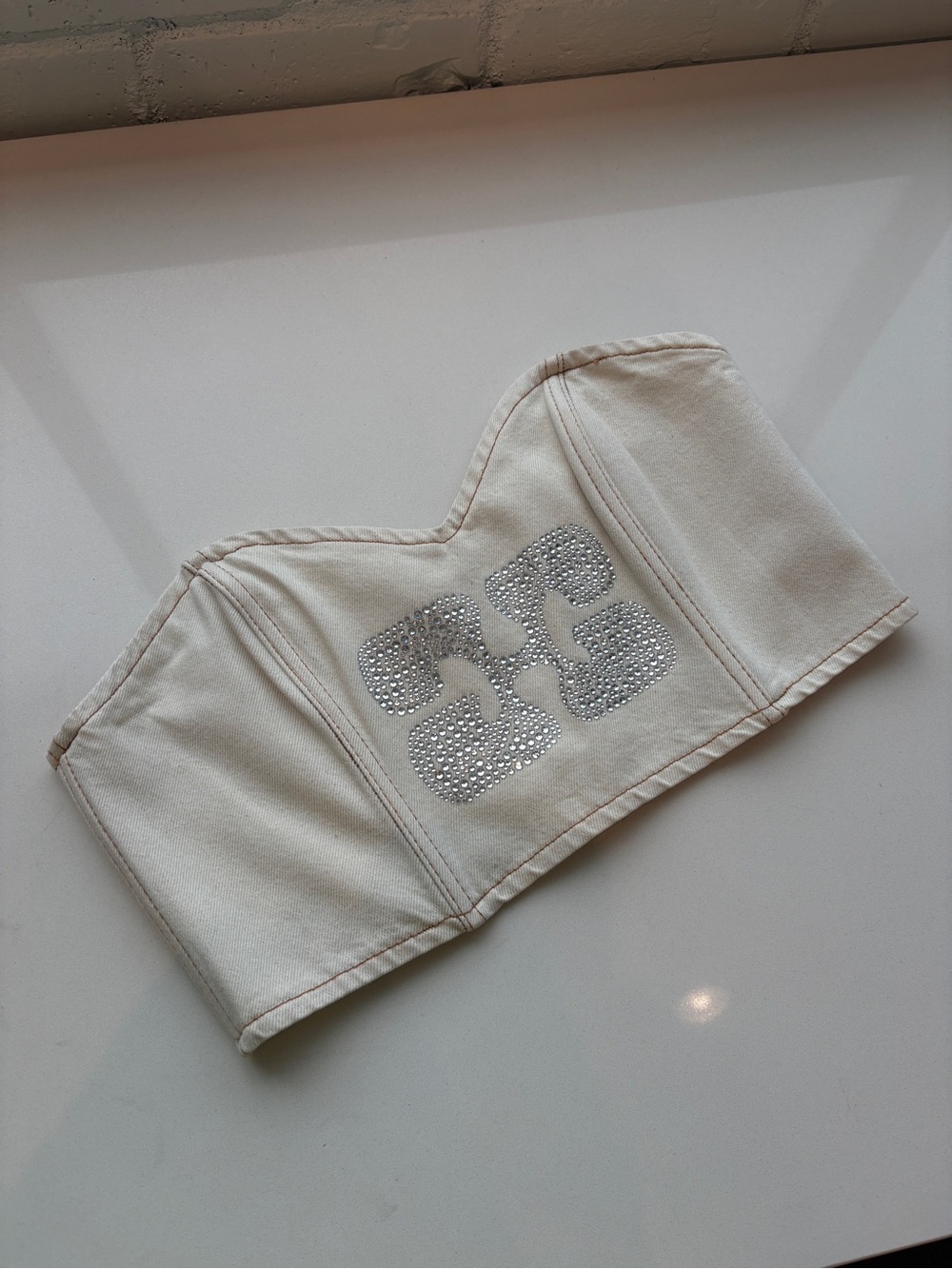 GANNI Vanilla Ice Sparkle Corset Top - Picture 2 of 4
